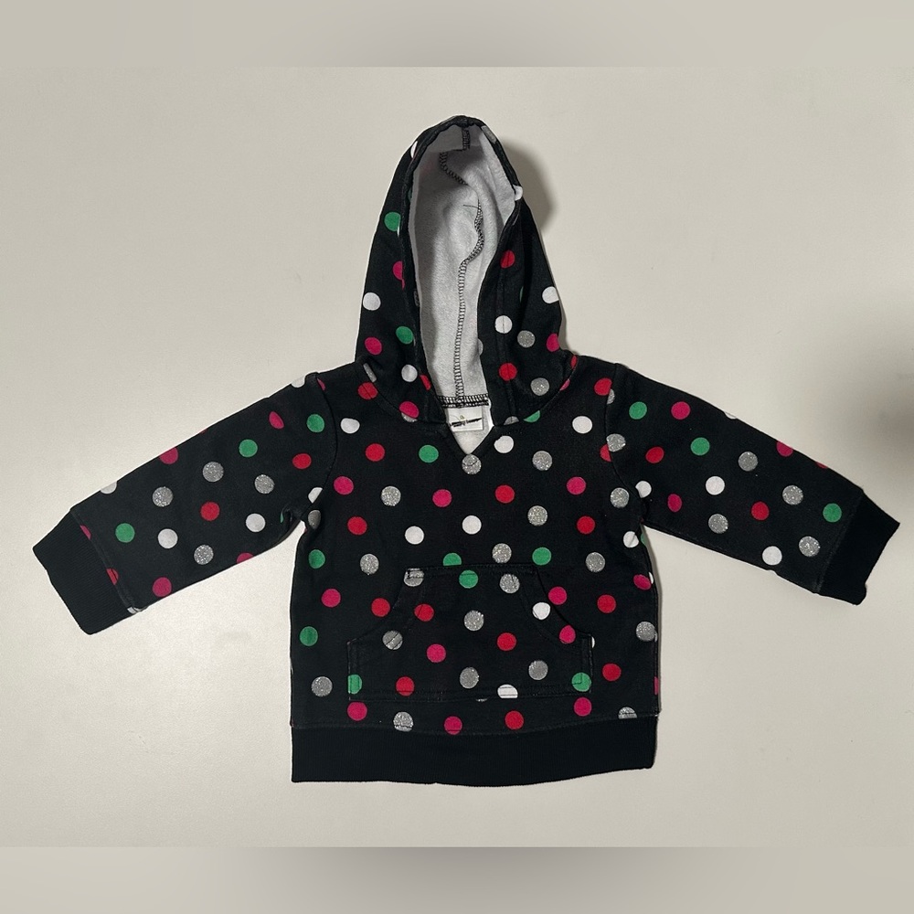 NWOT and Defect - Jumping Beans 9 MonthPolka Dot Hoodie - Black line through tag